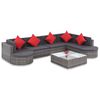 vidaXL Conjunto de lounge de jardim com 8 pe&ccedil;as e almofadas, vime sint&eacute;tico, cinza