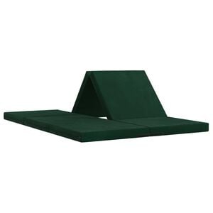 vidaXL Sof&aacute; Cama Dobr&aacute;vel 140 x 67 x 15 cm Verde-Escuro