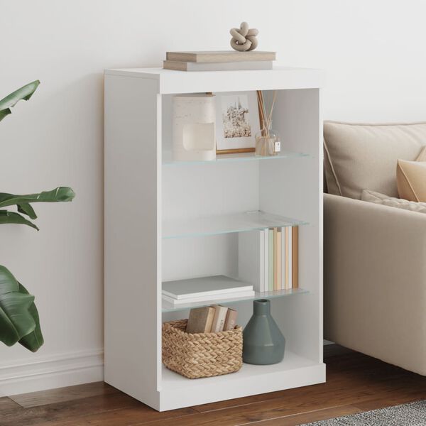 vidaXL Aparador com luzes LED 60,5x37x100 cm branco