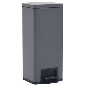 vidaXL Caixote do lixo c/ pedal anti-impress&atilde;o digital a&ccedil;o inox. cinza