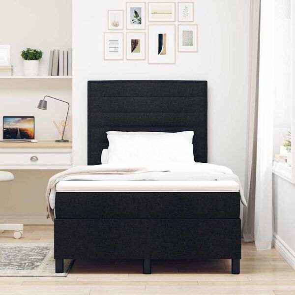 vidaXL Cama Box com colch&atilde;o com cabeceira Preto 120 x 190 cm tecido