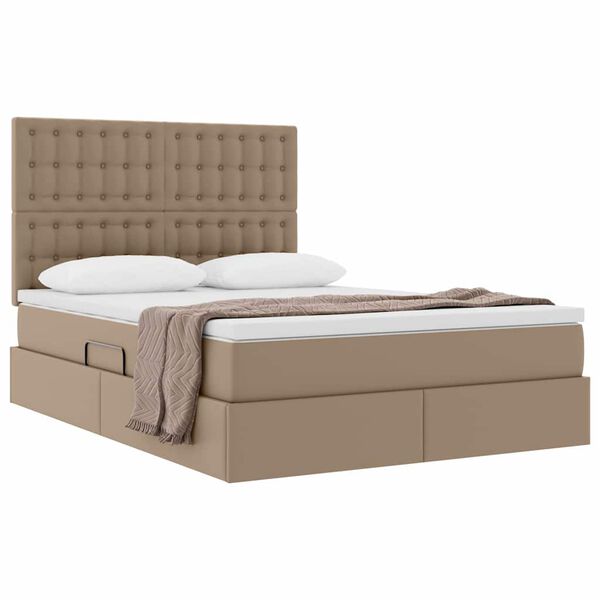 vidaXL Cama com Armazenamento Cappuccino 140 x 200 cm Couro Sint&eacute;tico