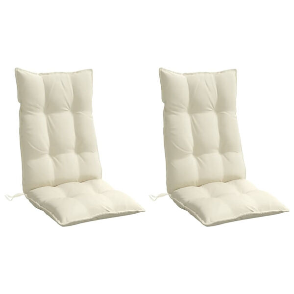 vidaXL Almofadões p/ cadeira encosto alto 2pcs tecido oxford cor creme
