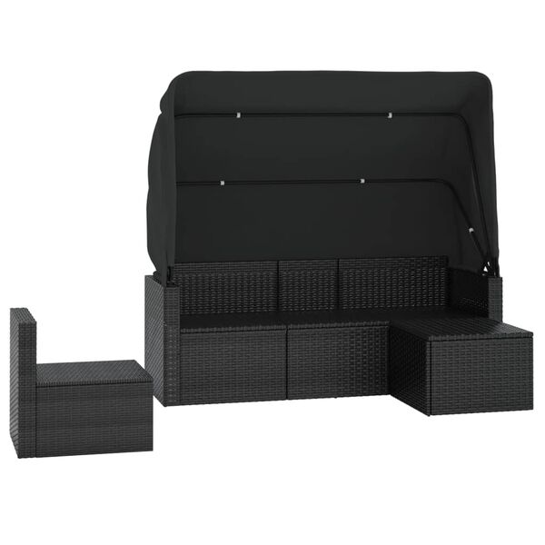 vidaXL 4 pcs conjunto de sof&aacute;s para jardim c/ almofad&otilde;es vime PE preto