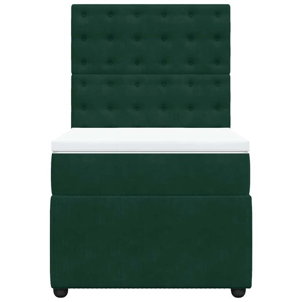 vidaXL Cama com molas/colch&atilde;o 90x190 cm veludo verde-escuro