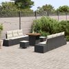 vidaXL Conjunto de Sof&aacute; de Jardim com almofada 10 pcs Preto vime PE
