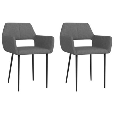 vidaXL Cadeiras de jantar 2 pcs tecido cinzento-escuro