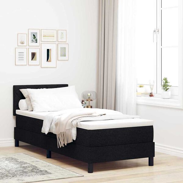 vidaXL Cama Box com colch&atilde;o com cabeceira Preto 80 x 200 cm tecido