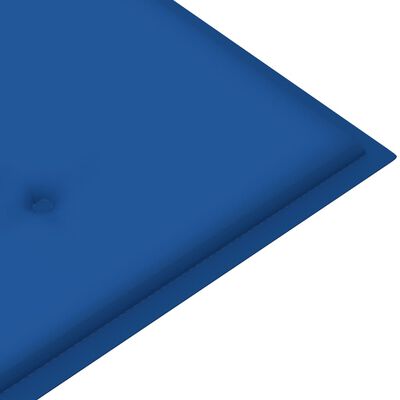 vidaXL Banco Batávia c/ almofadão azul real 150 cm teca maciça
