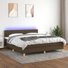 vidaXL Cama box spring c/ colch&atilde;o/LED 160x200cm tecido castanho-escuro