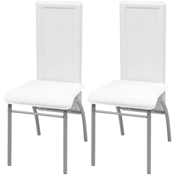 vidaXL Cadeiras de jantar 2 pcs couro artificial branco