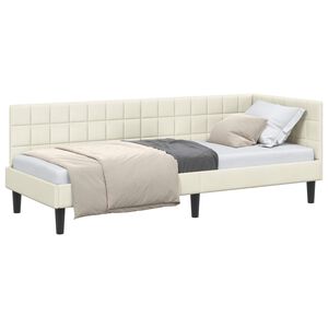 vidaXL Estrutura de Cama de Canto Creme 80 cm x 200 cm Veludo