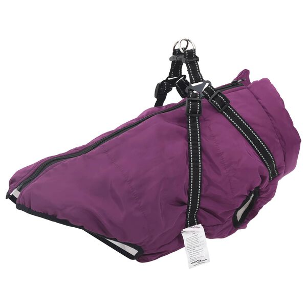 vidaXL Casaco para C&atilde;es com arn&ecirc;s Roxo L44 Velo e Poli&eacute;ster
