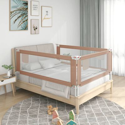 vidaXL Barra segur. p/ cama infantil tecido 190x25cm cinza-acastanhado