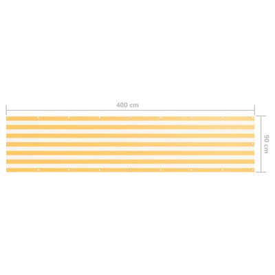 vidaXL Tela de varanda 90x400 cm tecido Oxford branco e amarelo