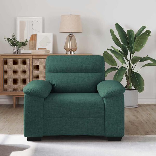 vidaXL Poltrona 100x81x84 cm tecido verde-escuro