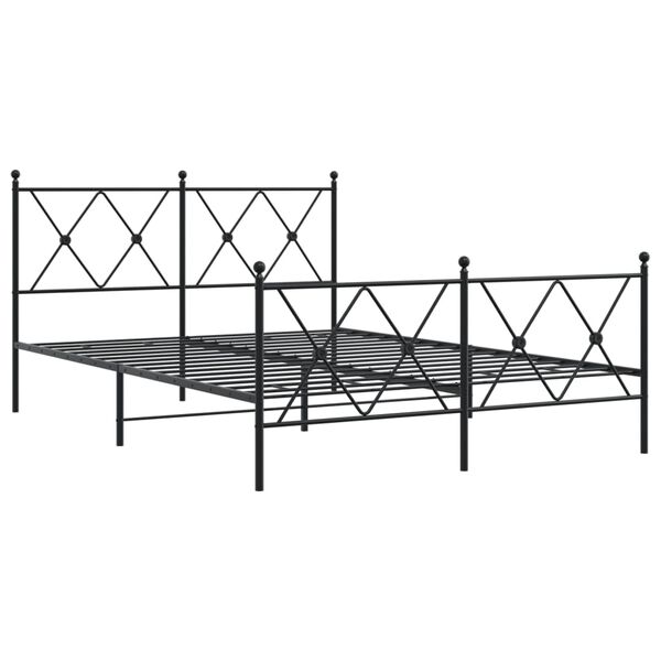 vidaXL Estrutura de cama com cabeceira e p&eacute;s 140x200 cm metal preto