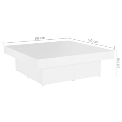 vidaXL Mesa de centro 90x90x28 cm contraplacado branco