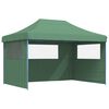 vidaXL Tenda p/ festas pop-up dobr&aacute;vel com 3 paredes laterais verde