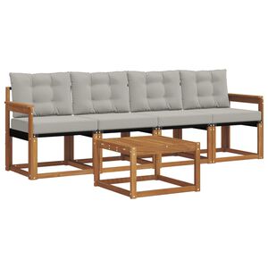vidaXL Conjunto de Sof&aacute;s para Exterior 5 pcs Cinza Natural e Claro