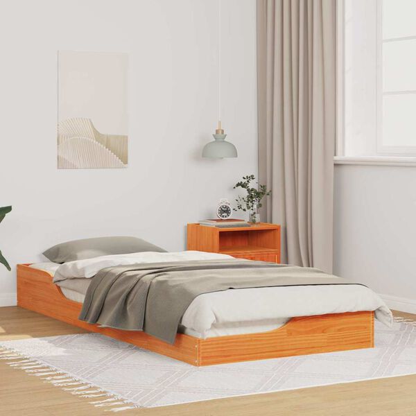 vidaXL Estrutura da Cama Marrom Cera 100 x 210 cm