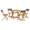 vidaXL 5 pcs conj. jantar p/ jardim tecido/madeira maci&ccedil;a antracite