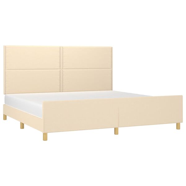 vidaXL Estrutura de cama sem colch&atilde;o 200x200 cm tecido cor creme