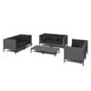 vidaXL 7 pcs conj. lounge jardim c/ almofad&otilde;es vime PE cinzento-escuro
