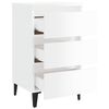 vidaXL Mesa cabeceira c/ pernas metal 40x35x69 cm branco brilhante