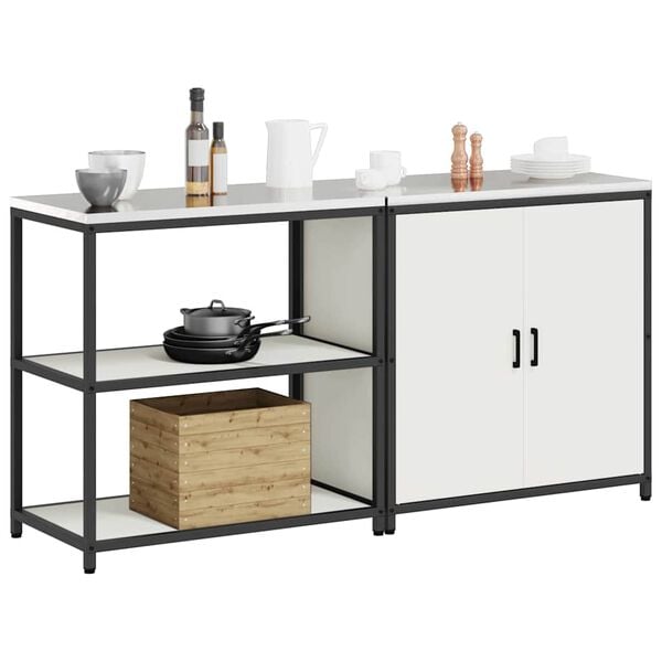 vidaXL Conjunto de Armazenamento de Cozinha com porta 2 pcs Branco