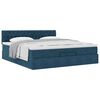 vidaXL Estrutura de cama otomana com colch&atilde;o 200x200 cm azul escuro