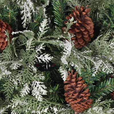 vidaXL Árvore de Natal com pinhas 195 cm PVC e PE verde e branco