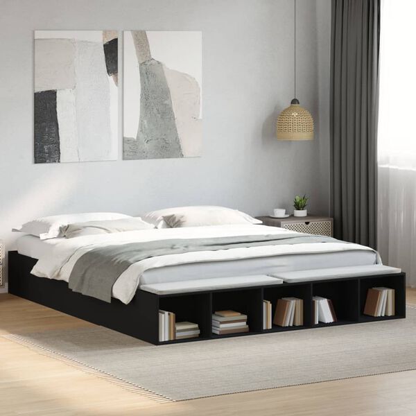 vidaXL Estrutura de cama 200x200 cm derivados de madeira preto