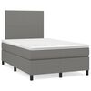 vidaXL Cama boxspring com colch&atilde;o 120x190 cm tecido cinzento-escuro