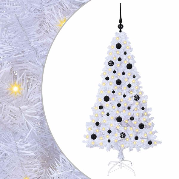 vidaXL &Aacute;rvore de Natal Artificial com 150 LEDs Branco 150 cm PVC e A&ccedil;o