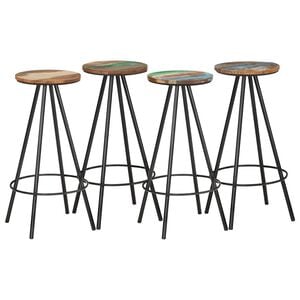 vidaXL Bancos de bar 4 pcs madeira recuperada maci&ccedil;a