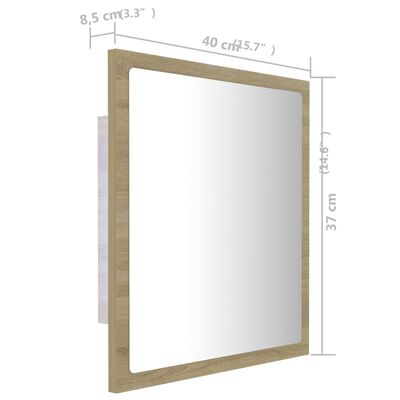 vidaXL Espelho casa banho c/ LED 40x8,5x37 cm acrílico carvalho sonoma