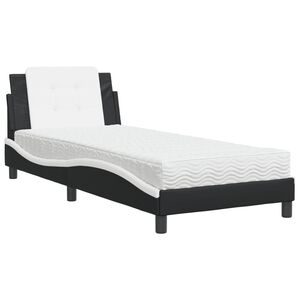 vidaXL Estrutura de cama sem colch&atilde;o Zadar 100x200 cm couro artificial preto e branco