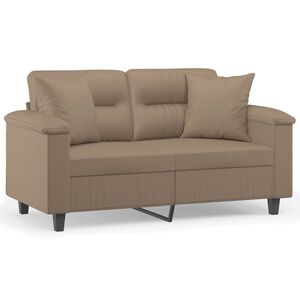vidaXL Sof&aacute; 2 lugares + almofadas 120 cm couro artificial cappuccino