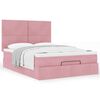 vidaXL Estrutura de cama otomana com colchões 140x200 cm veludo rosa