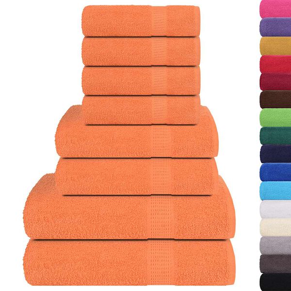 vidaXL 8pcs Conjunto toalhas banho 360 gsm 100% algod&atilde;o laranja