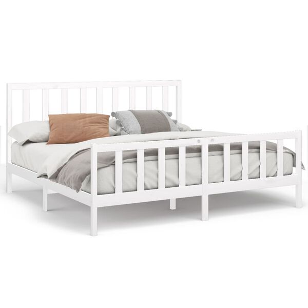 vidaXL Cama sem colch&atilde;o 200x200 cm madeira de pinho maci&ccedil;a branco