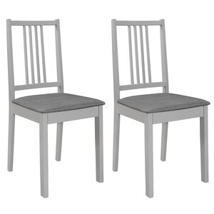vidaXL Cadeiras de jantar com almofad&otilde;es 2 pcs madeira maci&ccedil;a cinzento