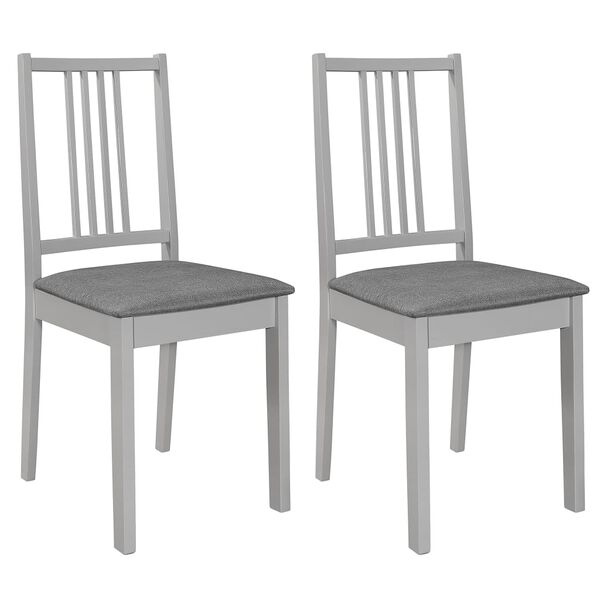 vidaXL Cadeiras de jantar com almofad&otilde;es 2 pcs madeira maci&ccedil;a cinzento