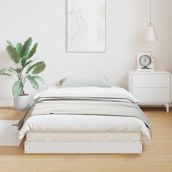 vidaXL Estrutura de cama de ch&atilde;o Branco 213.5 x 104 x 9 cm
