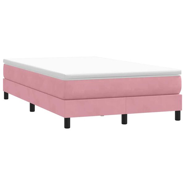 vidaXL Cama com molas sem colch&atilde;o 120x220 cm veludo rosa