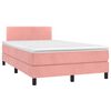 vidaXL Cama box spring c/ colch&atilde;o/LED 120x200 cm veludo rosa