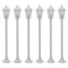 vidaXL Candeeiros de p&eacute; para jardim 6 pcs E27 110 cm alum&iacute;nio branco