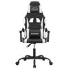 vidaXL Cadeira gaming girat&oacute;ria couro artificial preto e branco
