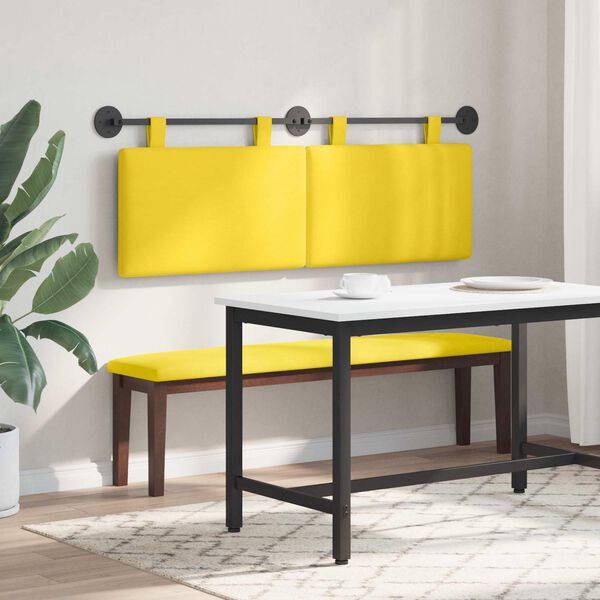 vidaXL Cabeceira Suspensa Liso Amarelo Claro 150 x 55 x 5 cm